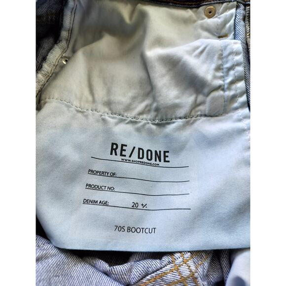 Re/Done Women's Blue Saf High Rise Button Fly Cotton 70s Boot Cut Jeans Size 27 - Picture 13 of 13